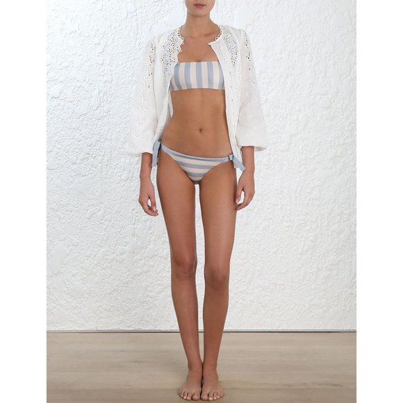 NWOT ZIMMERMANN Helm Striped Bandeau Bikini - Blue/Tan - AU3/US 8-10 - Picture 3 of 9